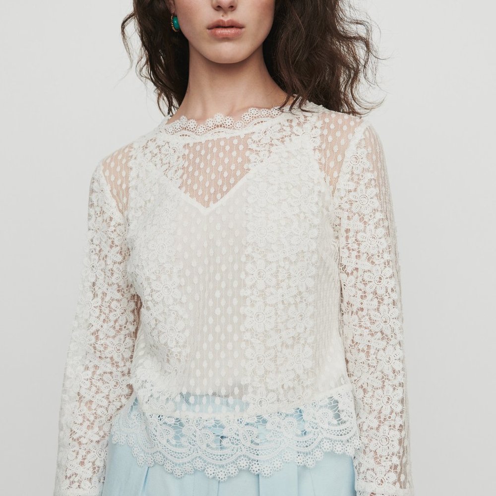 MAJE BIANCO Guipure lace top